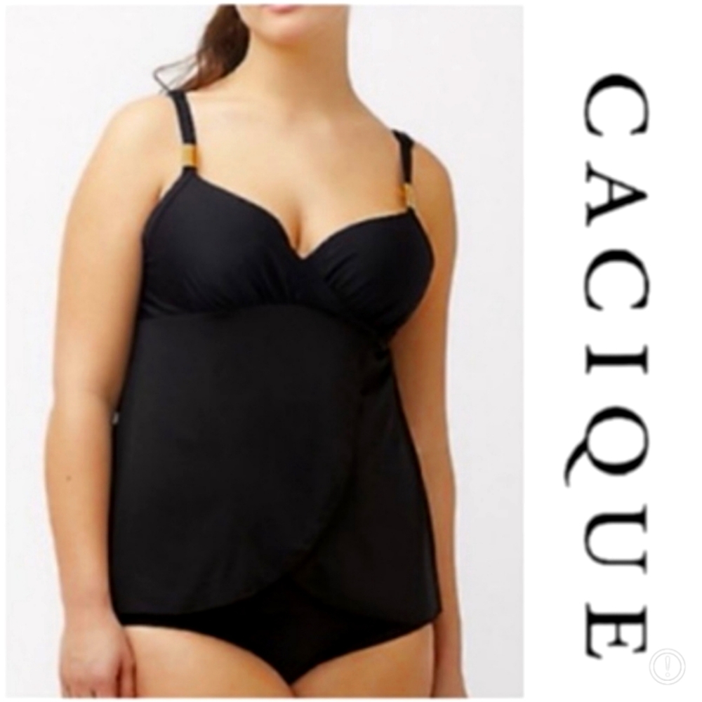 Cacique Lane Bryant Black Swim Tankini